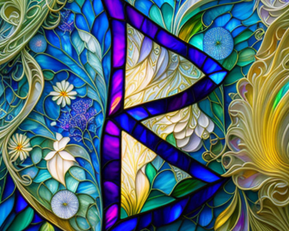 Colorful Stained Glass Style Image Featuring Butterfly and Floral Patterns
