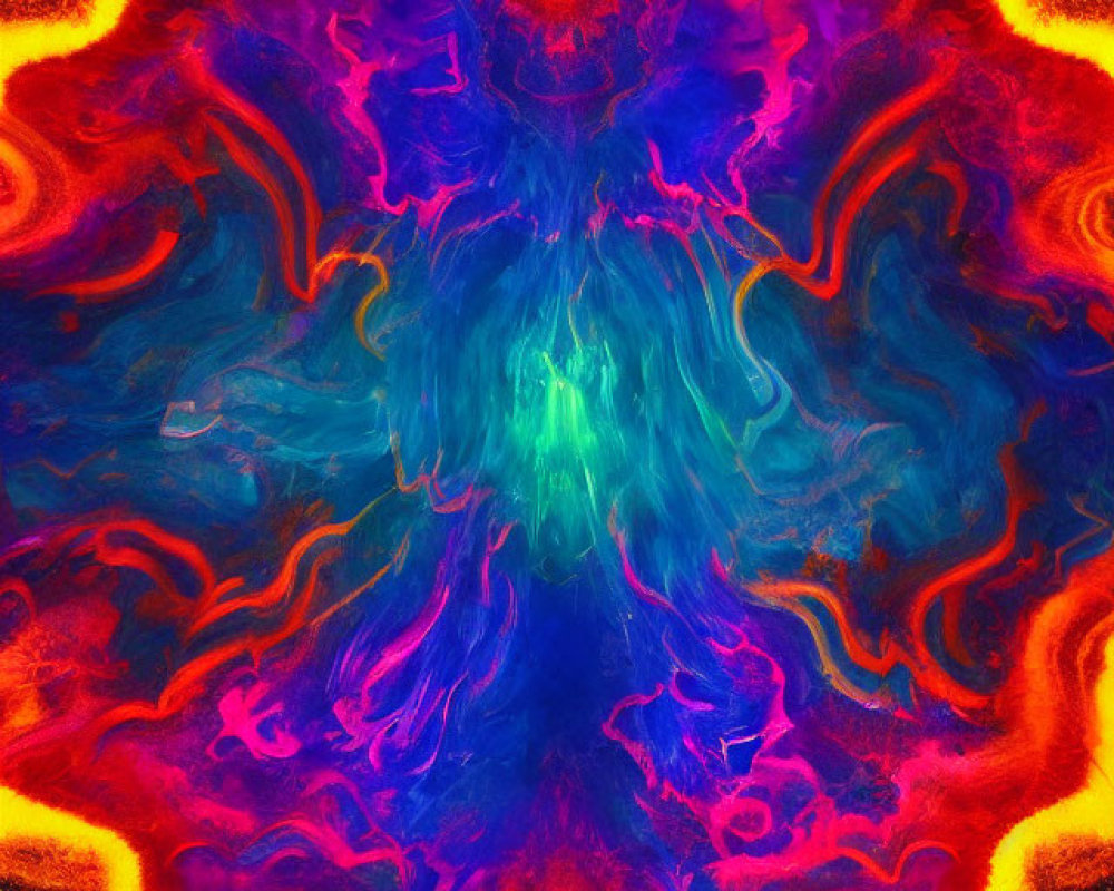 Symmetrical Abstract Art: Fiery Red to Cool Blues & Purples