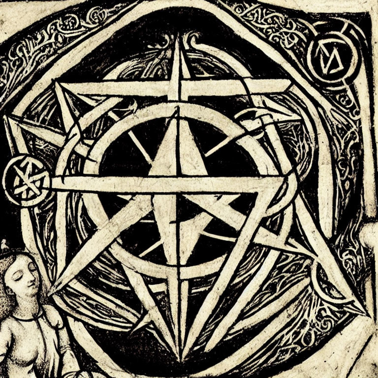 Intricate Pentagram Surrounded by Ornate Designs