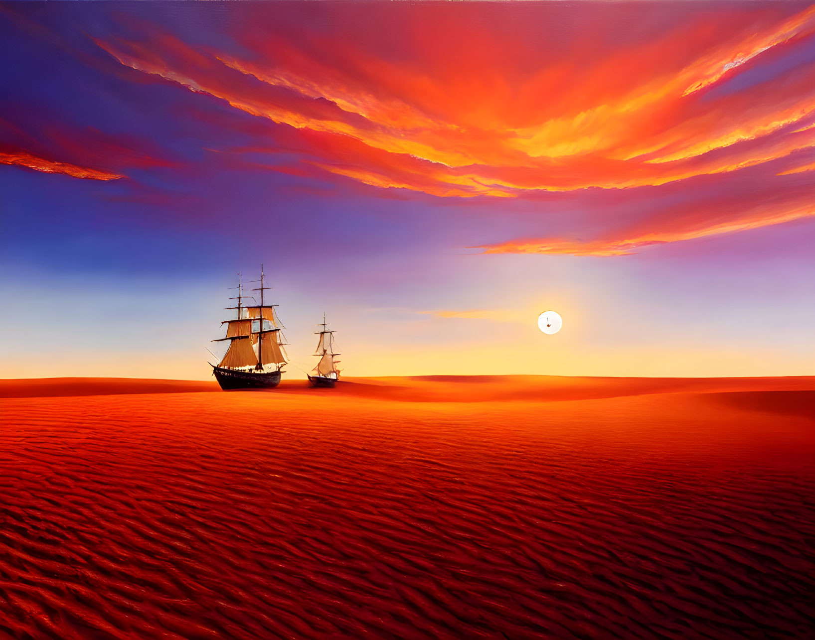 Sailor ship in desert