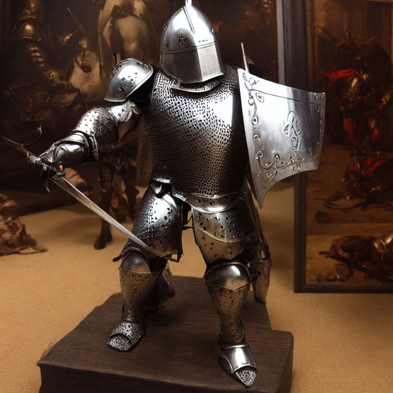 Detailed Medieval Knight Model with Lance and Shield in Battle Scene
