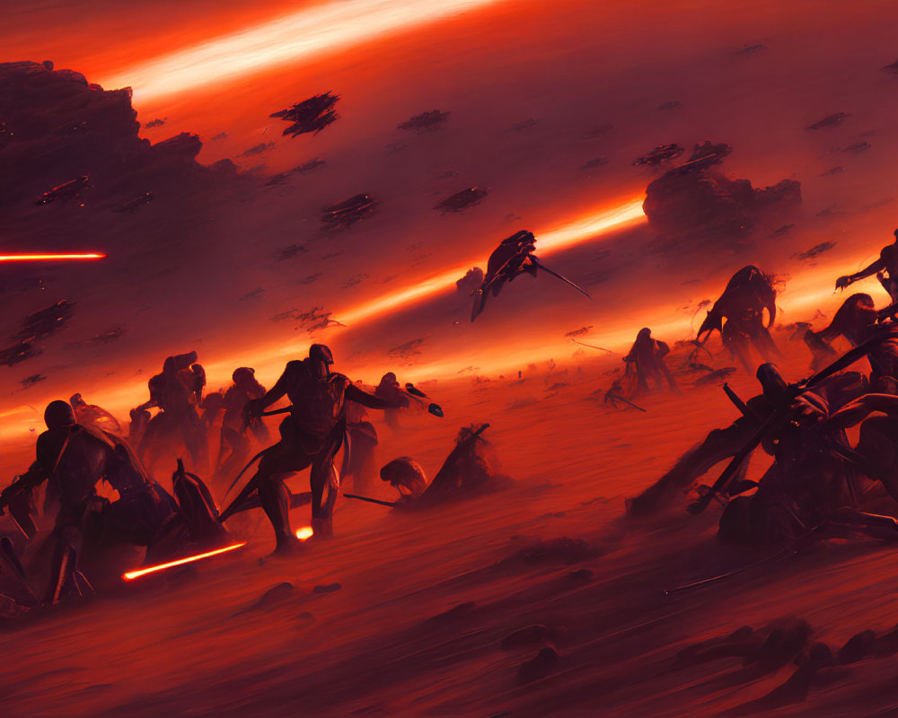 Intense Sci-Fi Battle on Red Desert Planet