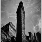 Cityscape: Flatiron building silhouette against clear sky