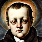 Portrait of a Young Boy in Dark Jacket with Golden Halo