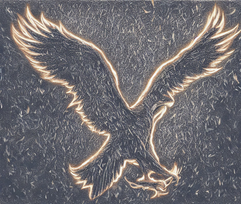 Eagle in Flight Artistic Rendition on Textured Dark Background