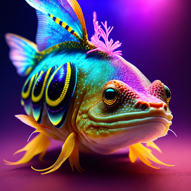 Colorful Fish Illustration with Elaborate Fins and Detailed Scales
