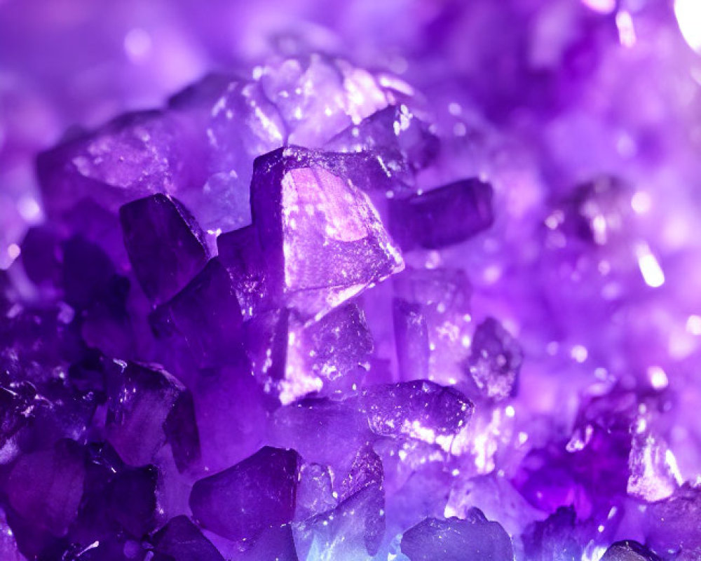 Vivid Purple and Blue Crystals with Natural Facets in Soft-focus Background