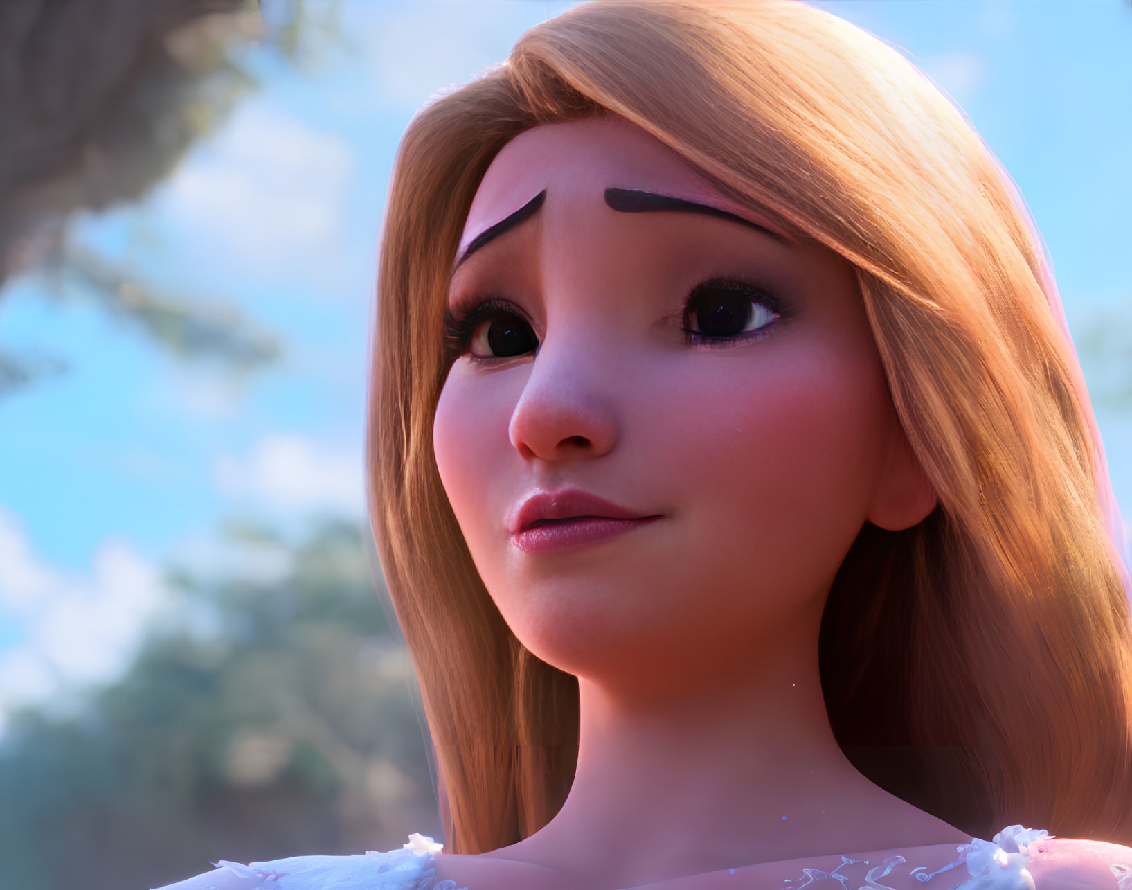 Blonde Female 3D Character Close-Up with Expressive Eyes