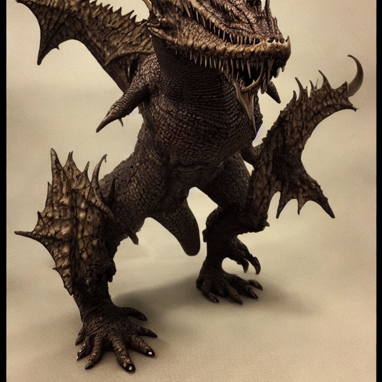 Detailed Dragon Model with Expansive Wings and Sharp Claws