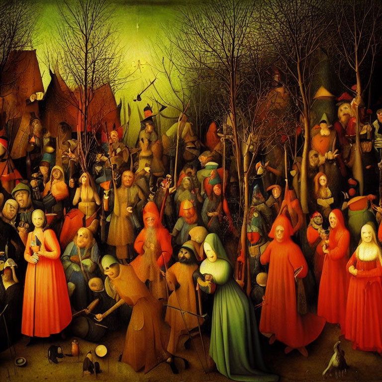 Colorful Medieval Scene with People Outdoors