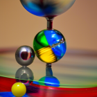 Vibrant marbles on glossy surface with blurred background