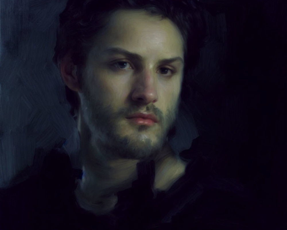 Digital portrait: contemplative young man with soft lighting