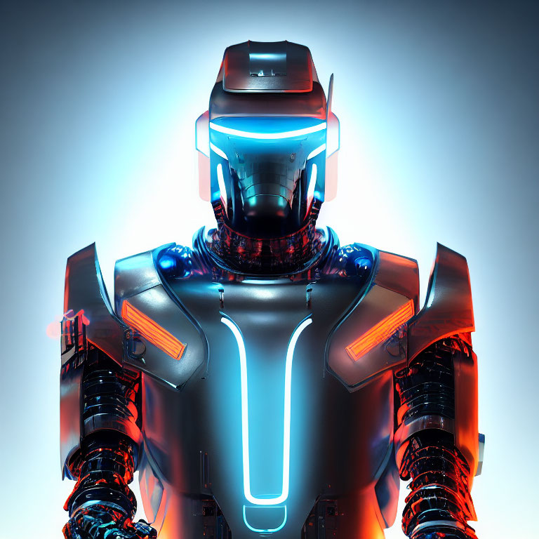 Sleek Futuristic Robot with Glowing Blue Elements