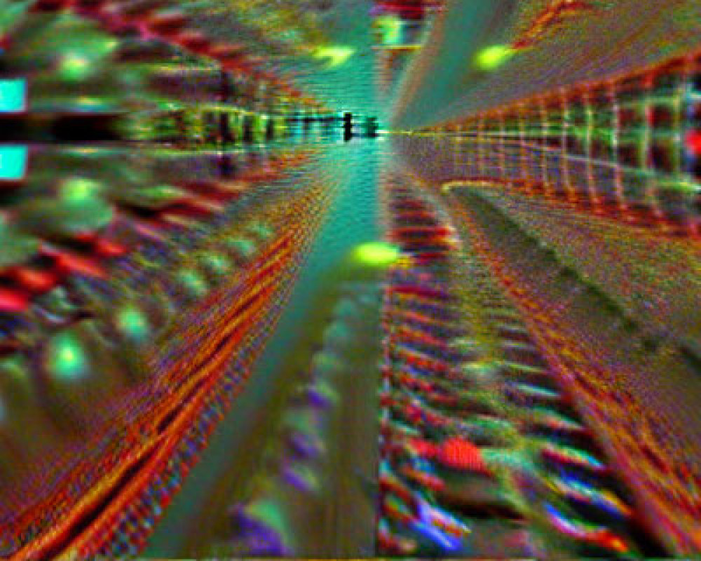 Colorful Glitch Effects in Digital Tunnel