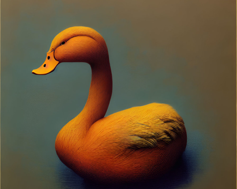 Whimsical duck illustration with elongated neck and orange plumage