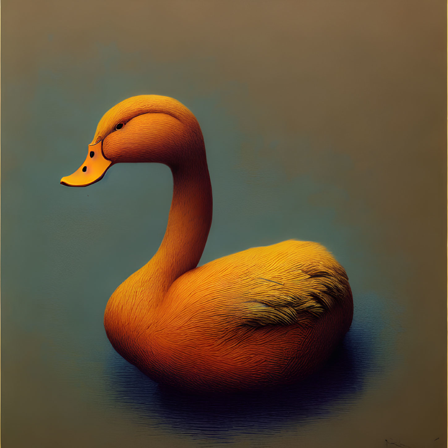 Whimsical duck illustration with elongated neck and orange plumage