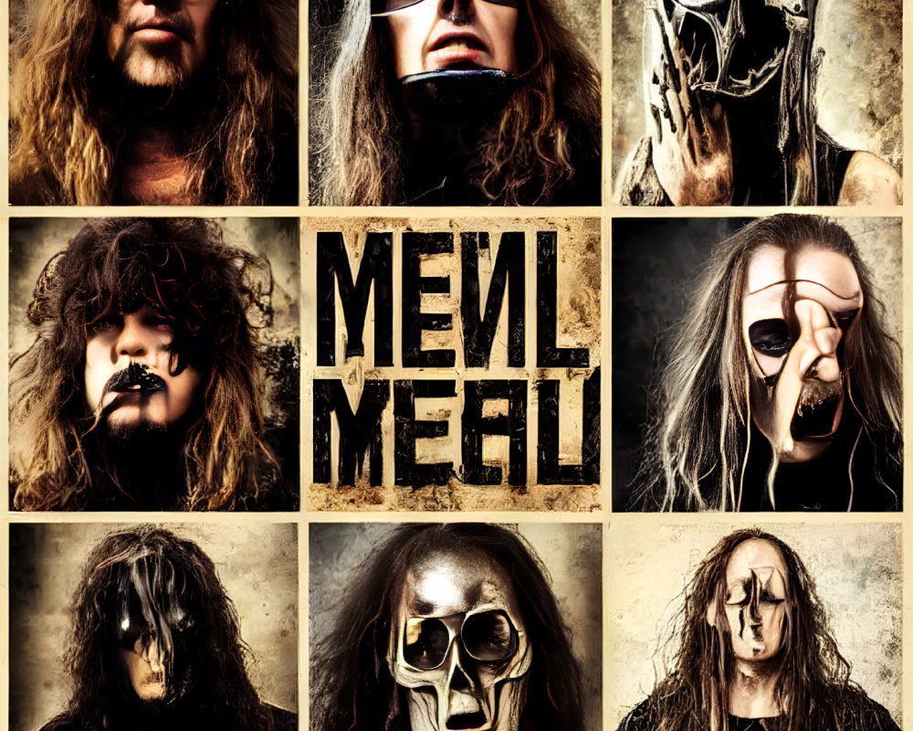 Collage of Nine Intense Portraits with Diverse Appearances and "METAL" Caption
