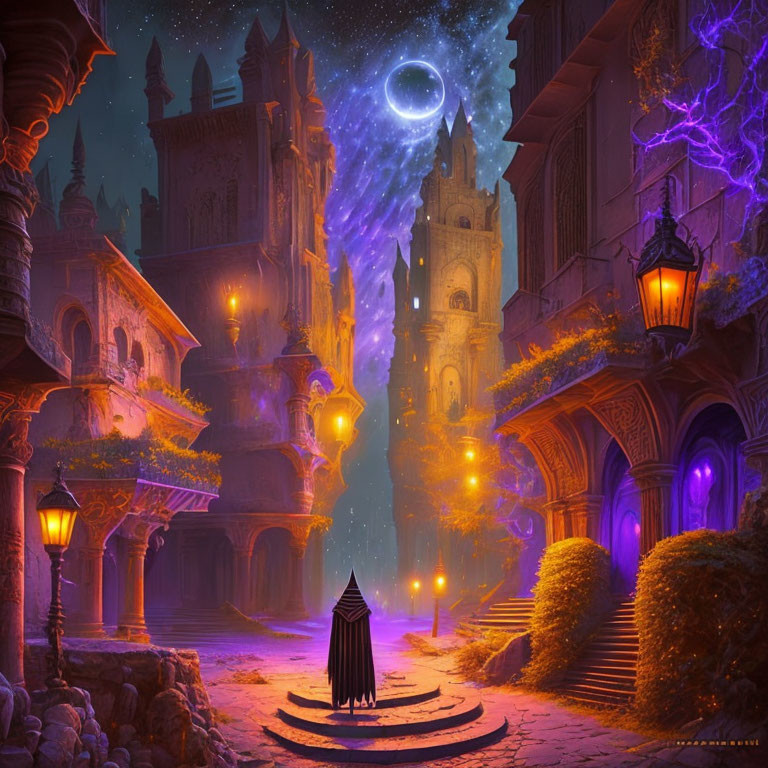 A powerful dark magician in an ancient city