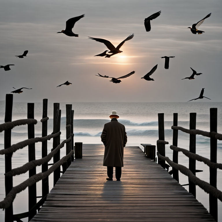 Old man, sea and birds