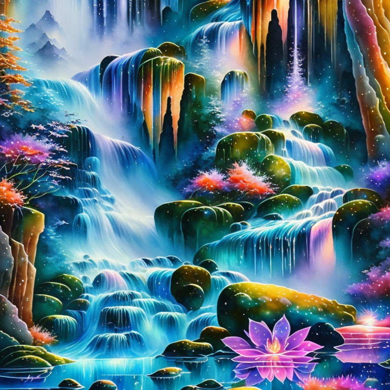 blue waterfalls