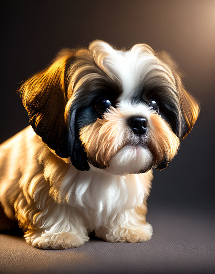 Shih Tzu Dog with Glossy Coat and Black & White Facial Markings