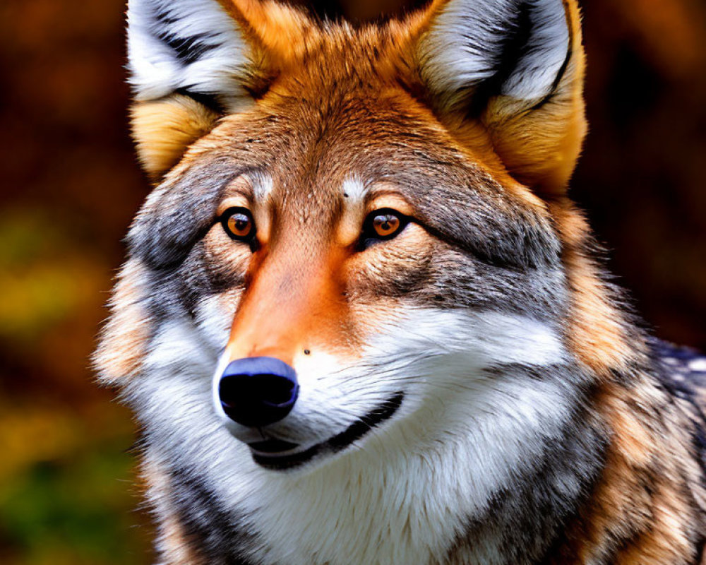 Detailed Wolf Fur Patterns and Vivid Colors in Close-Up Shot