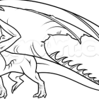 Detailed Dragon Sketch with Large Wings and Sharp Claws