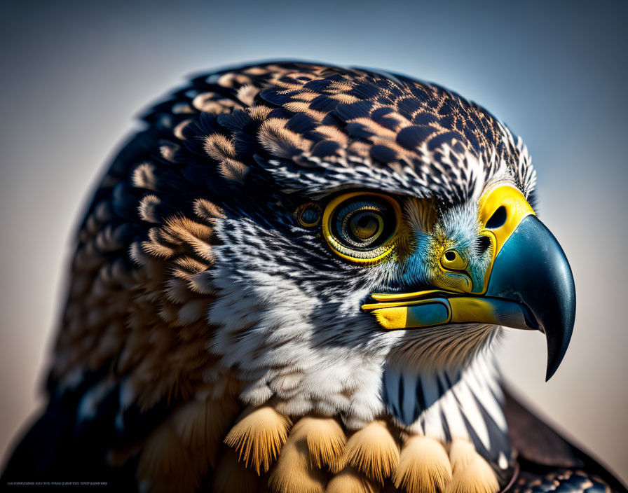 Detailed Peregrine Falcon Plumage and Sharp Beak Close-Up
