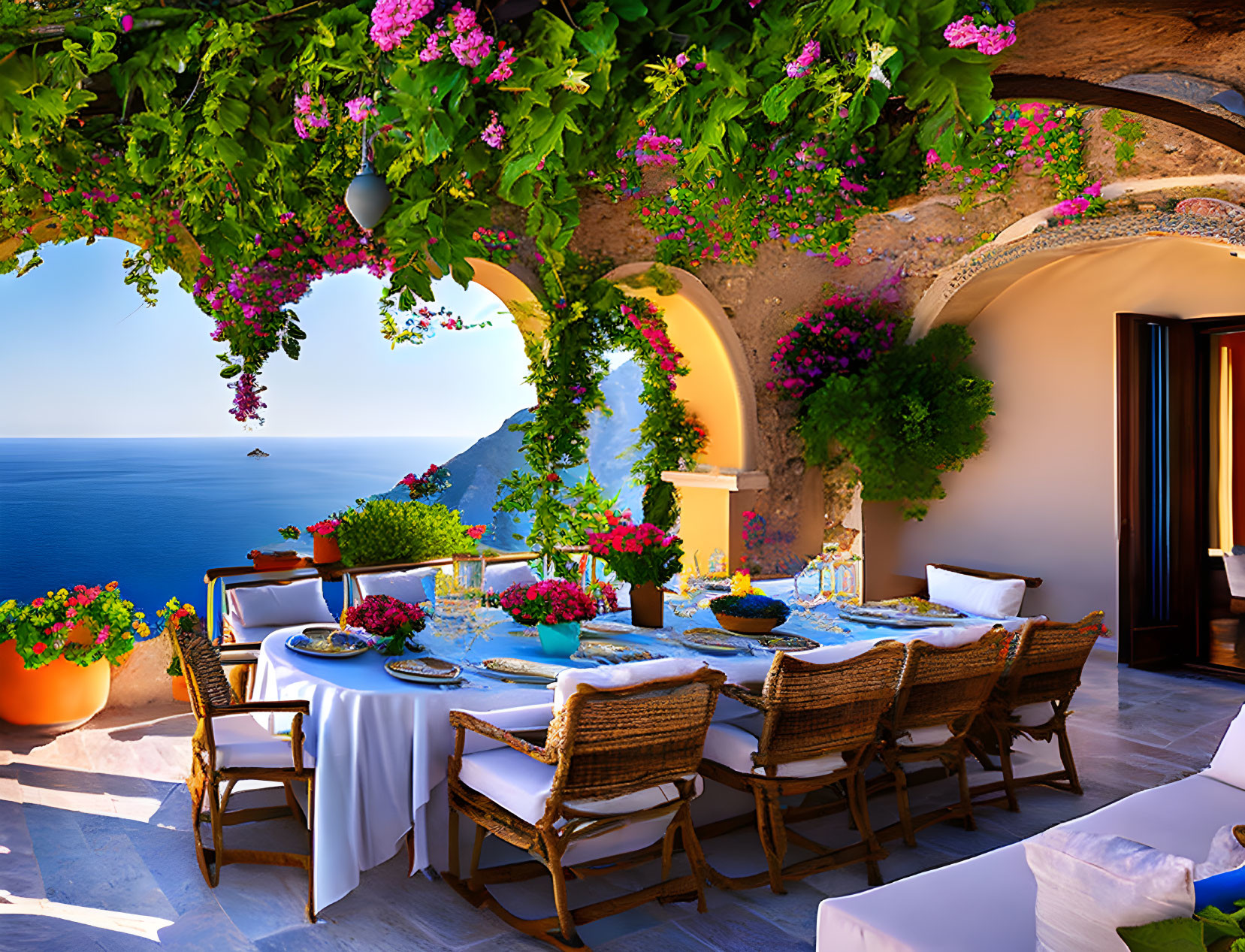 Charming summer terrace on the Gulf of Positano