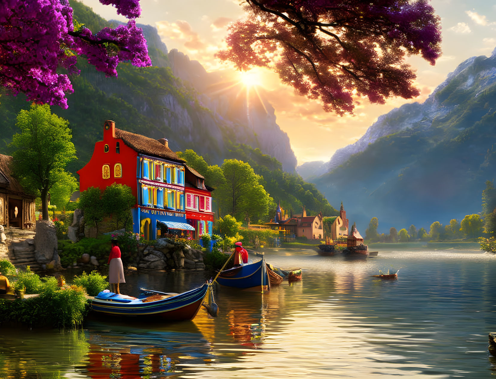 Picturesque riverside village 