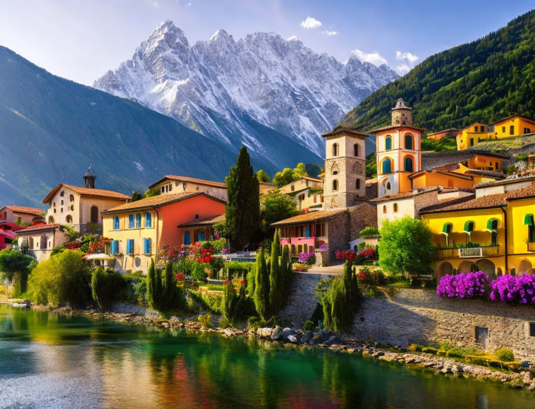 Italian riverside village