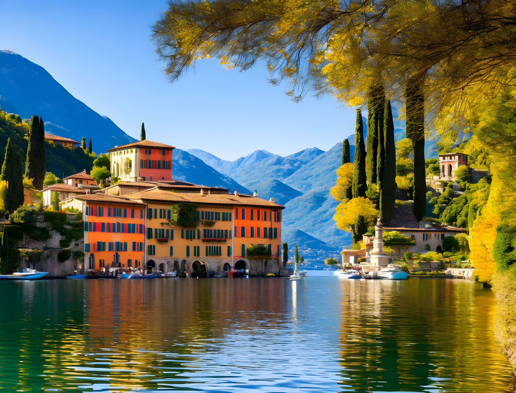 Italian Lakeside Landscape in the Summertime  