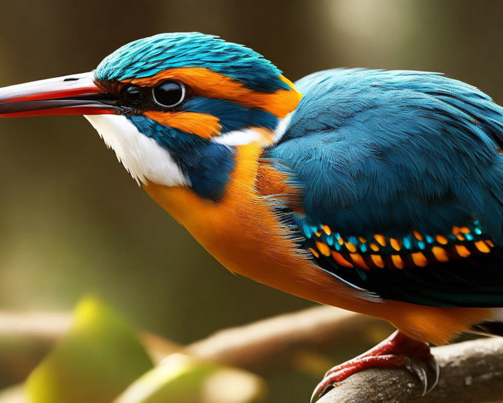 Colorful Kingfisher Bird Displaying Bright Blue and Orange Plumage