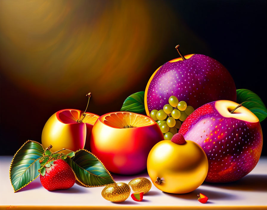 Still life fruits in gold