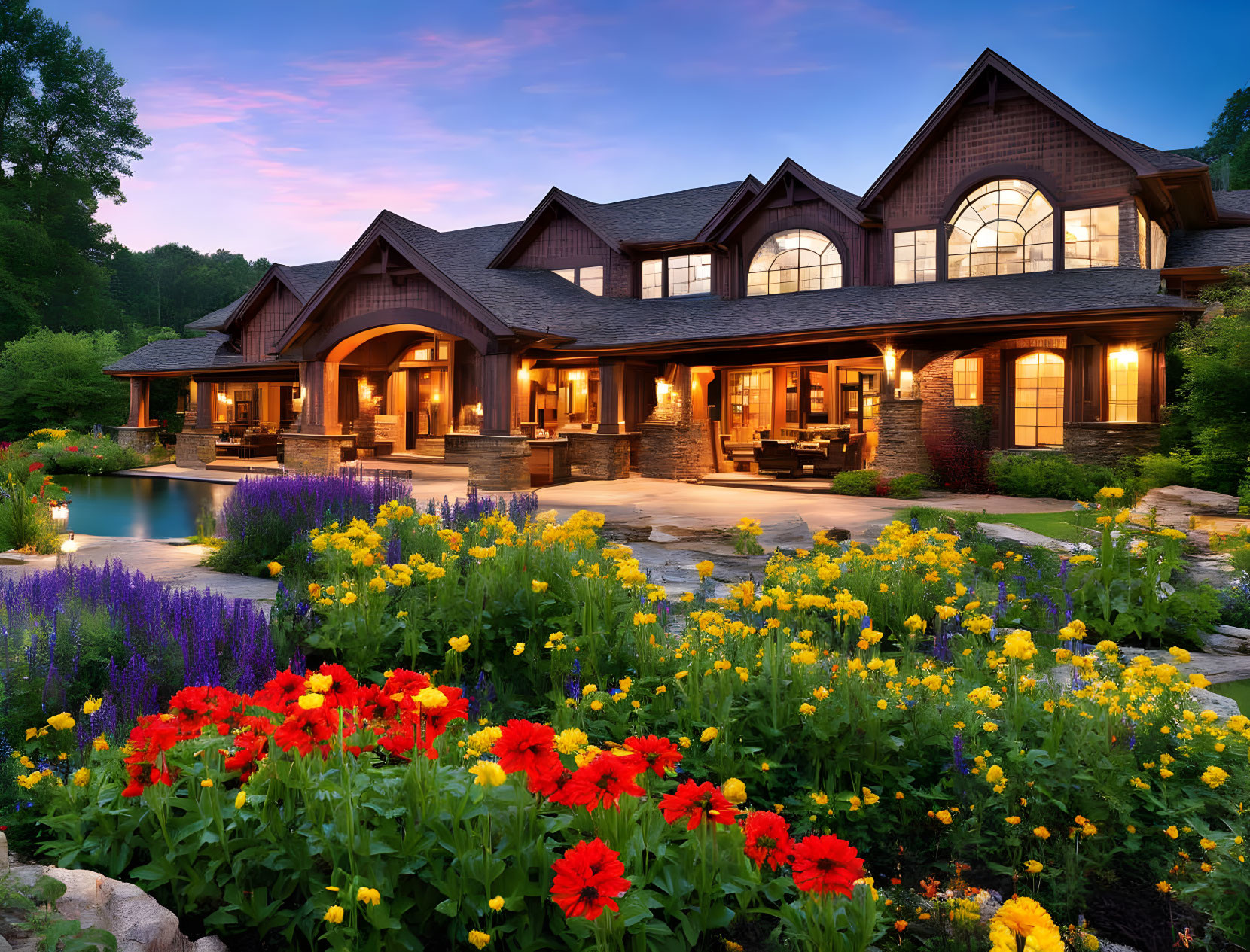 Luxury wood and brick mansion