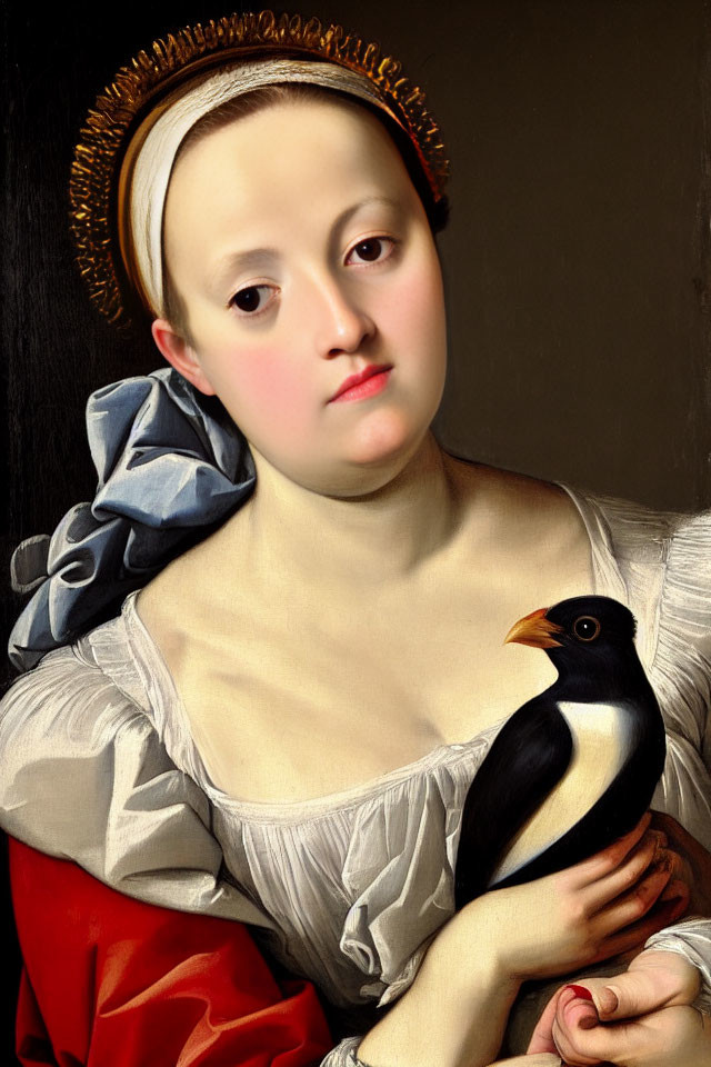 A woman holding a bird in her hand