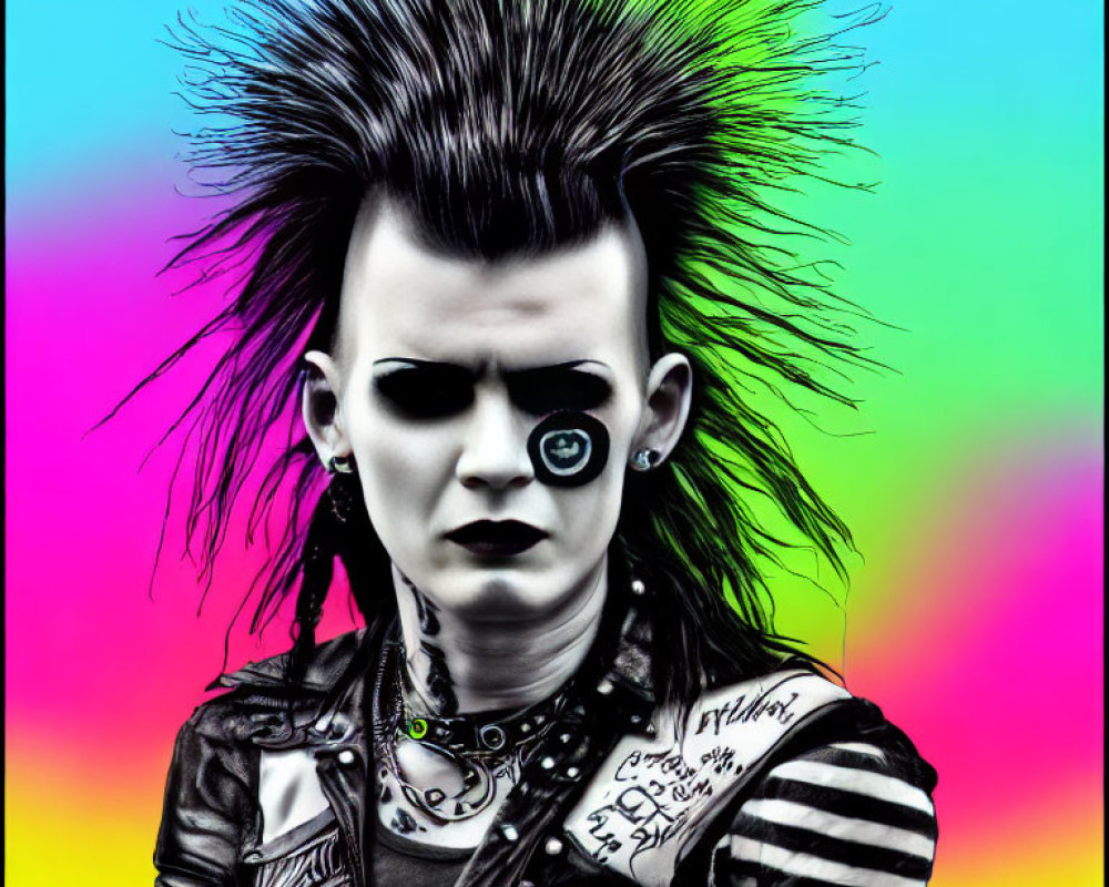 Stylized image of person with punk hairstyle and eye patch