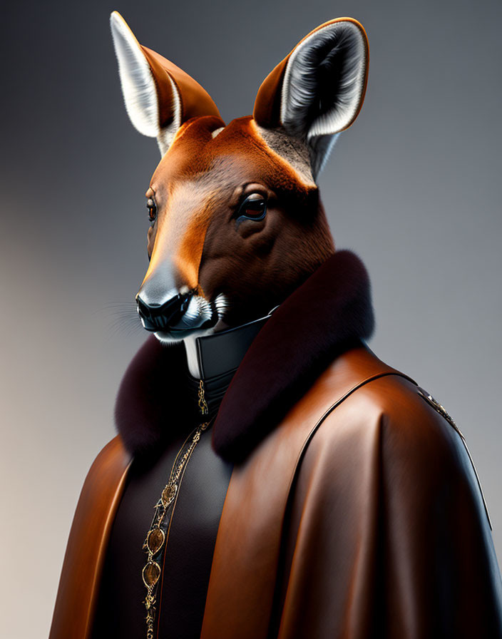 Anthropomorphic kangaroo portrait in stylish attire