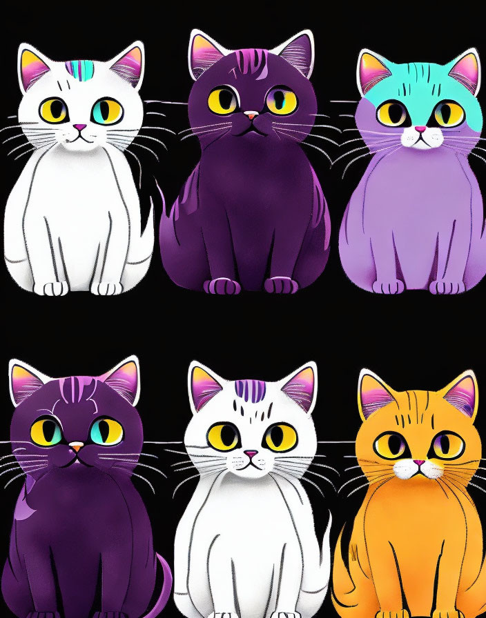 many kitten, doodle art style, colorful, funny
