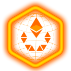 Symmetrical Orange and White Geometric Artwork in Hexagonal Frame
