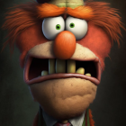 Colorful Muppet Character with Orange Hair and Crown