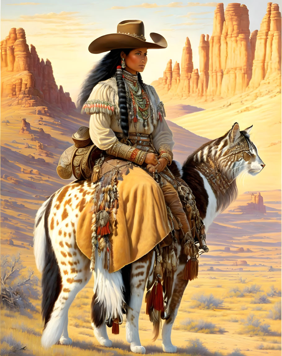 Sioux Girl riding a Cat