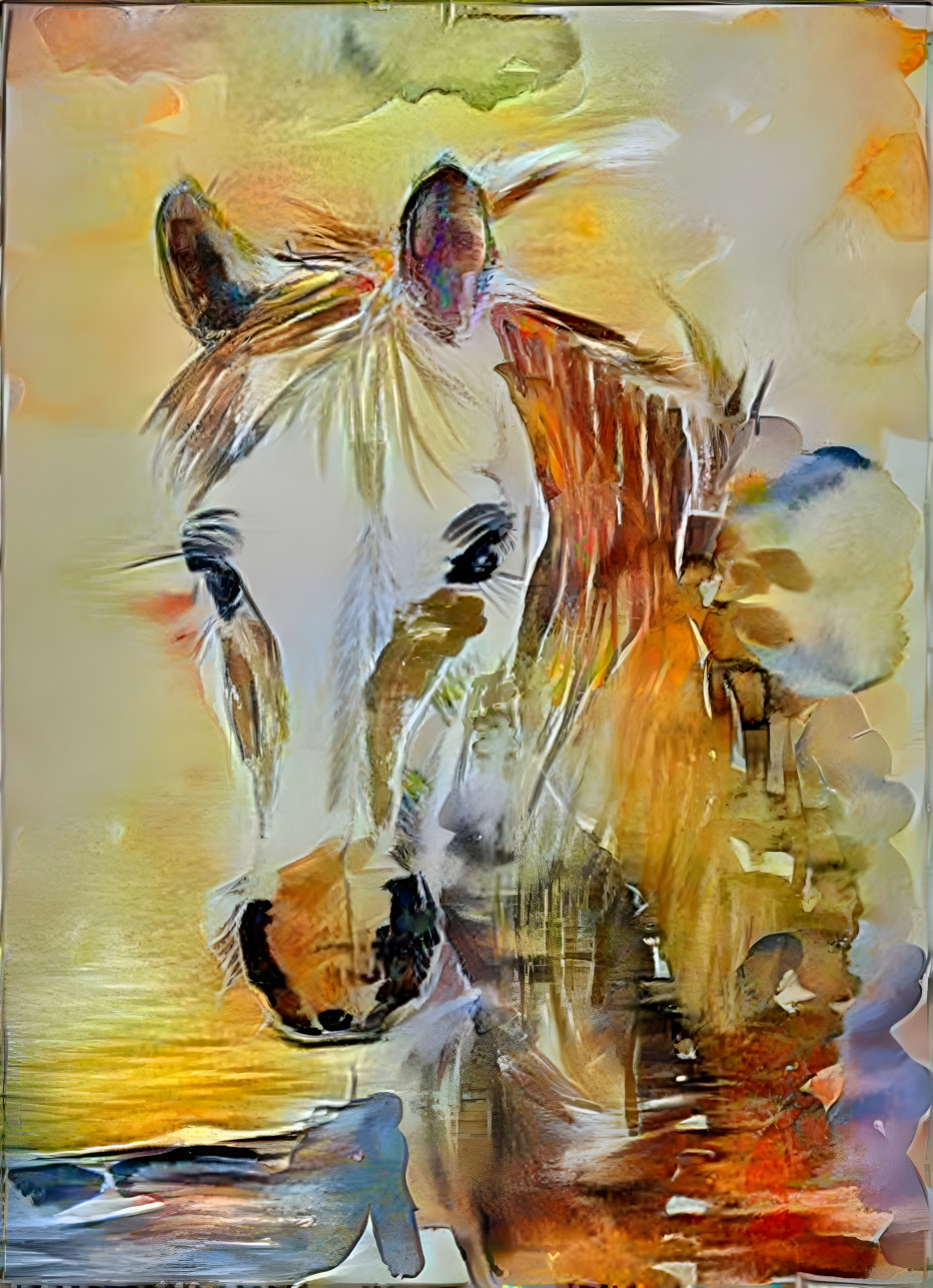 Horse from a watercolor of Camargue Horse (HD)