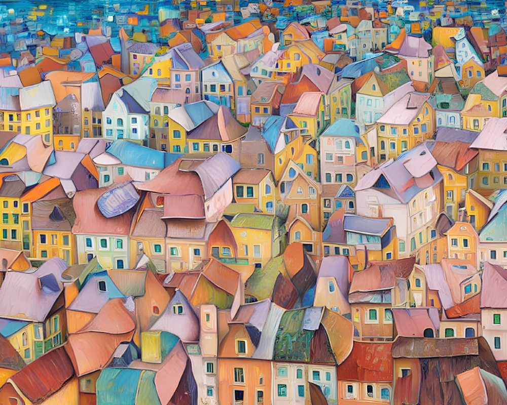 Colorful Stylized Houses Form Vibrant Townscape