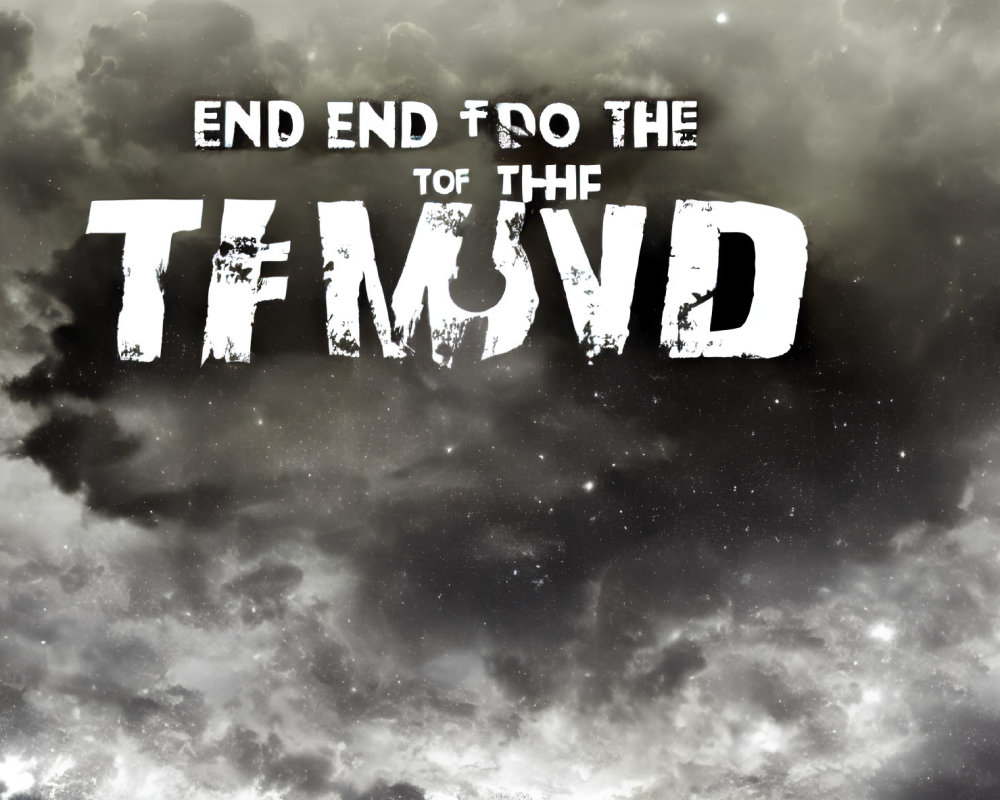 Stormy Sky Background with Jumbled "END OF THE WORLD" Text