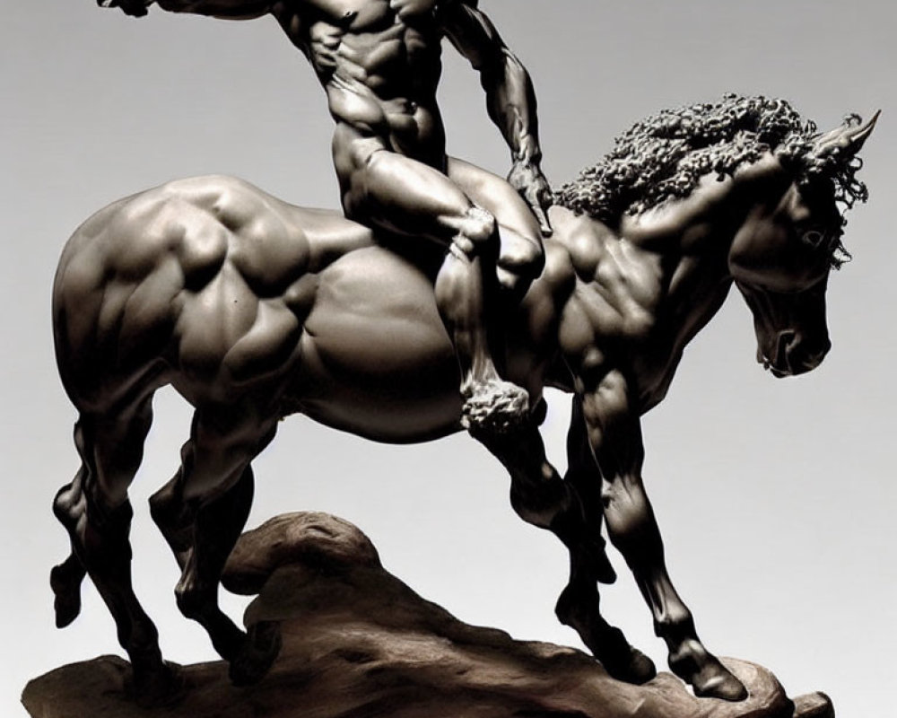 Horse-Body, Man-Torso Sculpture in Dynamic Pose