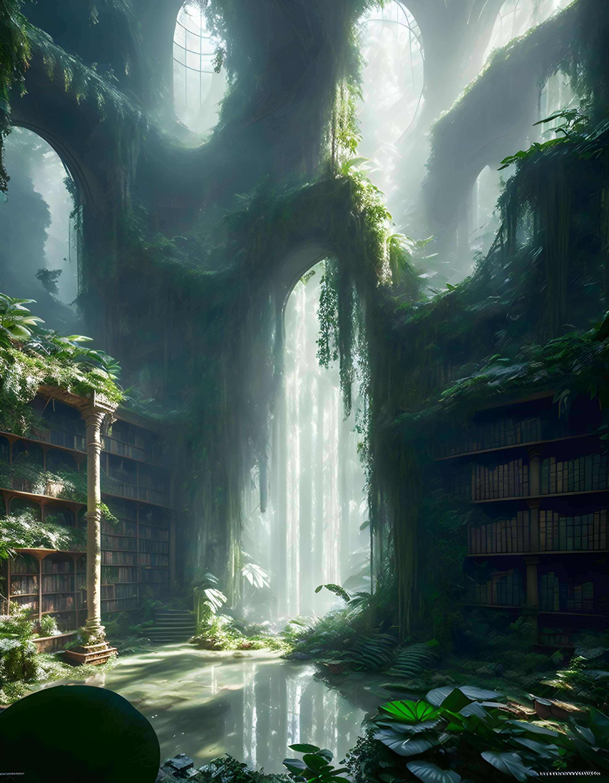 Overgrown library 