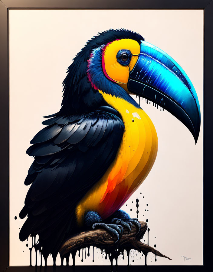 Colorful Toucan Painting with Exaggerated Features
