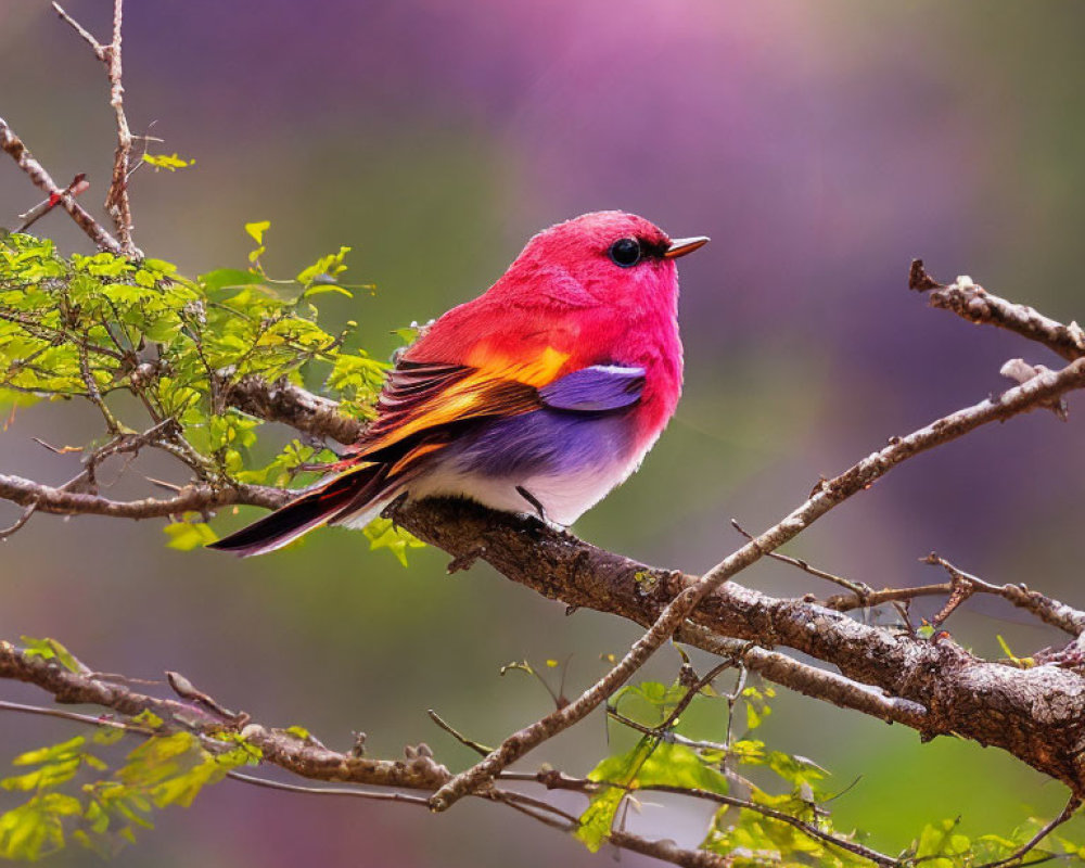 Colorful Bird Perched on Branch with Blurred Background