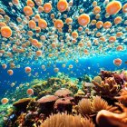Colorful Coral Reef Teeming with Jellyfish and Marine Life